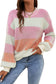 Pink Colorblock Textured Knit Bubble Sleeve Sweater