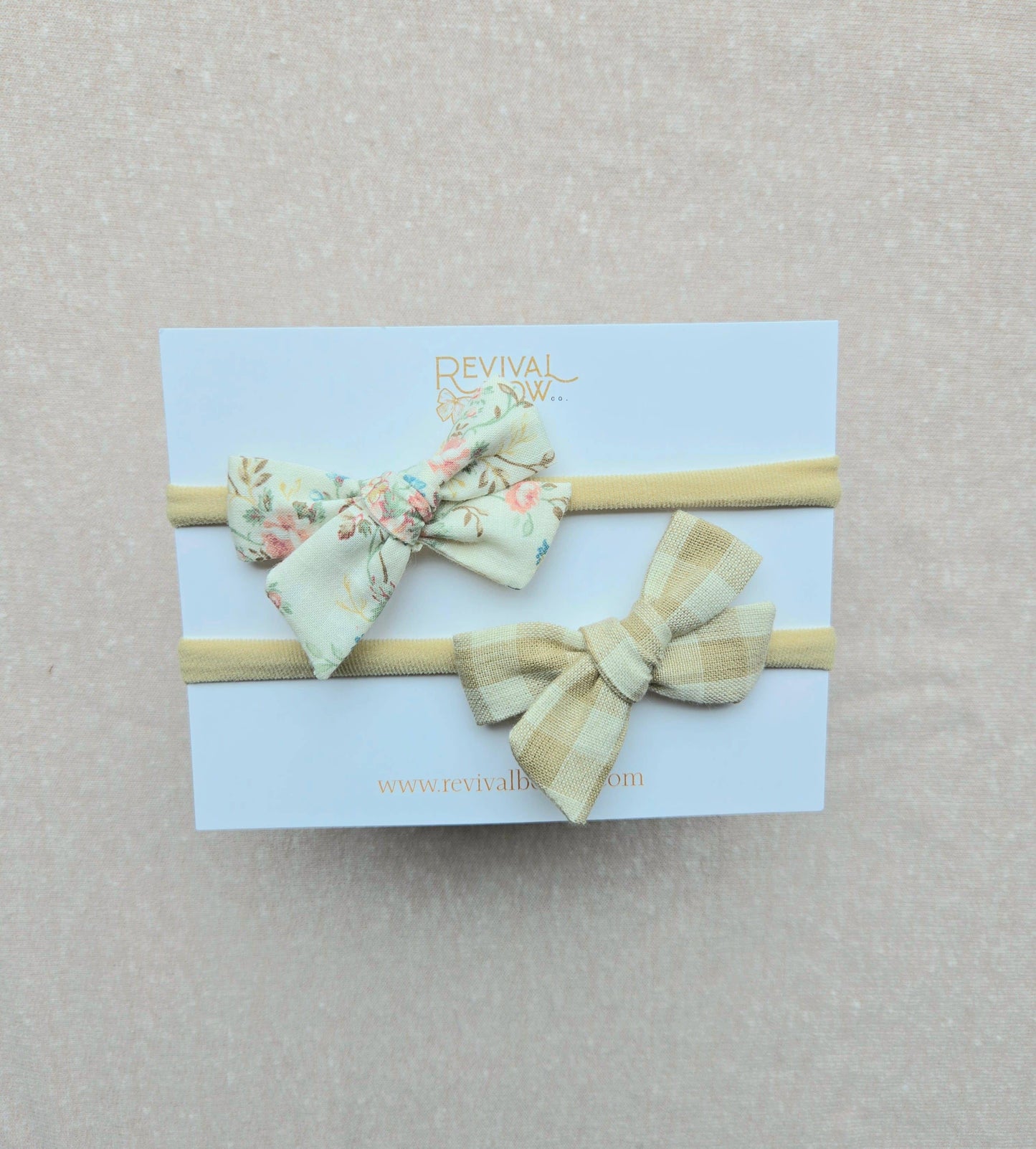 Revival Bow Co. - Baby Bow Headband Set • Neutral Floral Set