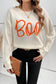 Apricot Boo Knitted Pattern Ribbed Edge Drop Shoulder Sweater