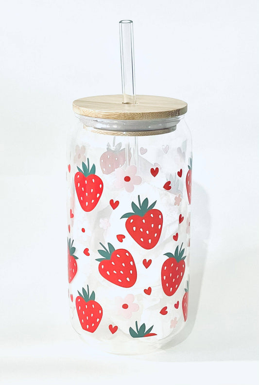 Strawberry Glass Can