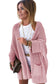 Pink Oversized Fold Over Sleeve Open Front Sweater